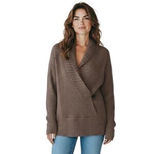 Banana Republic One Button Shawl V-neck Faux Cardigan in Medium Gray-Small